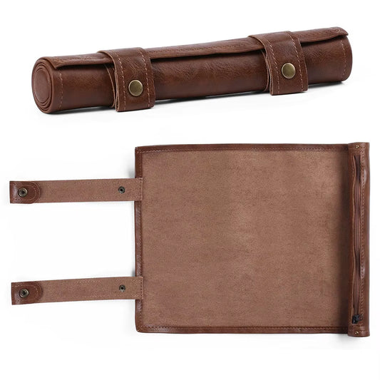 Folding Dice Mat Tray Rolling Mat with Zipper PU Leather Scroll Dice Bag Polyhedral Dice Holder Pouch DND RPG Dice Storage Bag