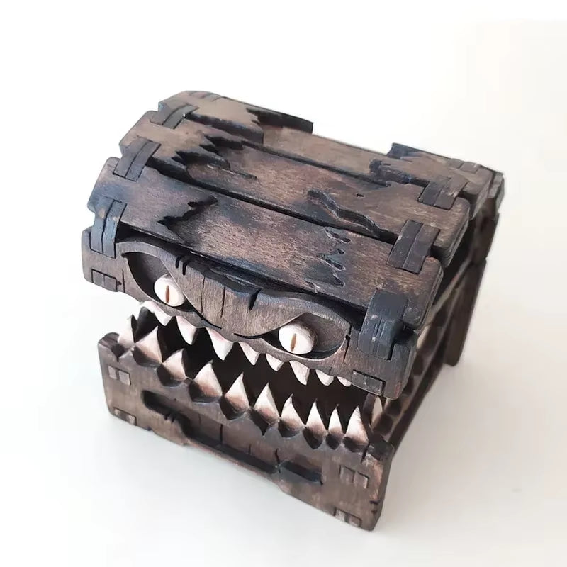 In Stock Dungeons & Dragons Game Figures Wooden Mimic Figure Dnd Creative Monster Treasure Chest Figurine Box Halloween Toy Gift