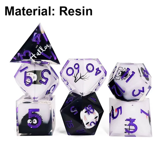 7Pcs Dnd Dice Set Colourful Polyhedral Resin Sharp Edged Dice for DND Game Dungeon Dragons Table Board Role Playing Games
